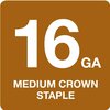 Grip-Rite Staples, 16 ga, Medium Crown, 2 in Leg L, Steel, 5000 PK GRN215M